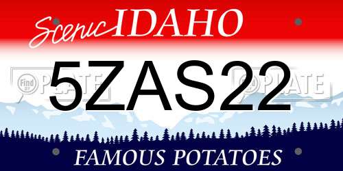 5ZAS22 Idaho License Plate