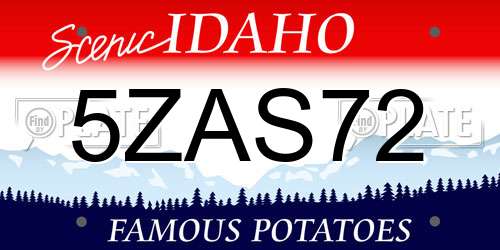 5ZAS72 Idaho License Plate