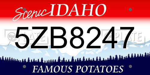 5ZB8247 Idaho License Plate