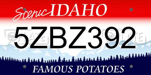 5ZBZ392 Idaho License Plate