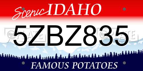 5ZBZ835 Idaho License Plate