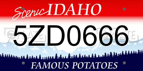 5ZD0666 Idaho License Plate