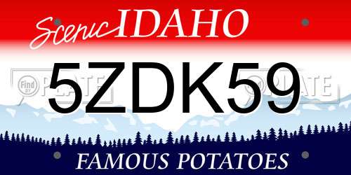 5ZDK59 Idaho License Plate