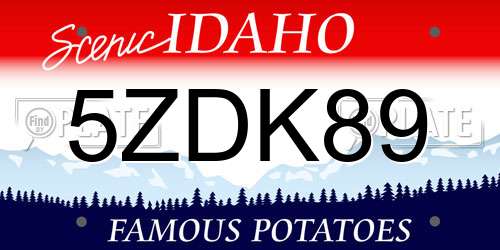 5ZDK89 Idaho License Plate