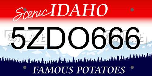 5ZDO666 Idaho License Plate