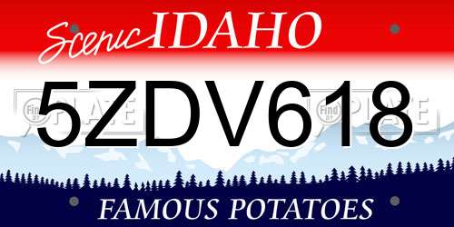 5ZDV618 Idaho License Plate