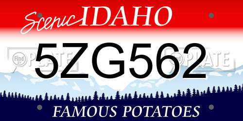 5ZG562 Idaho License Plate