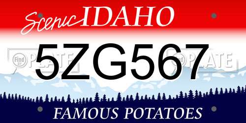 5ZG567 Idaho License Plate