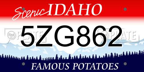 5ZG862 Idaho License Plate
