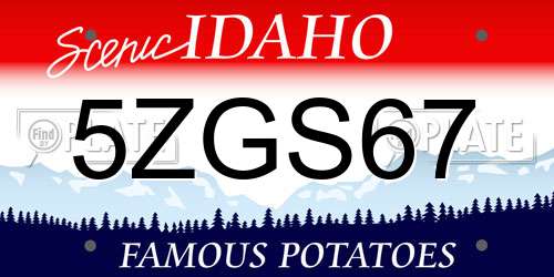 5ZGS67 Idaho License Plate