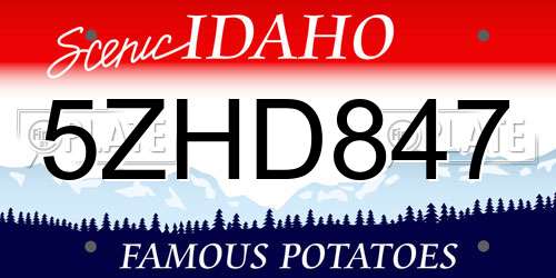 5ZHD847 Idaho License Plate