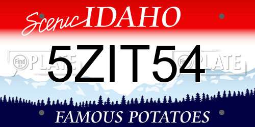 5ZIT54 Idaho License Plate