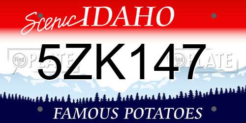 5ZK147 Idaho License Plate