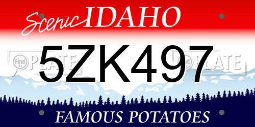 5ZK497 Idaho License Plate