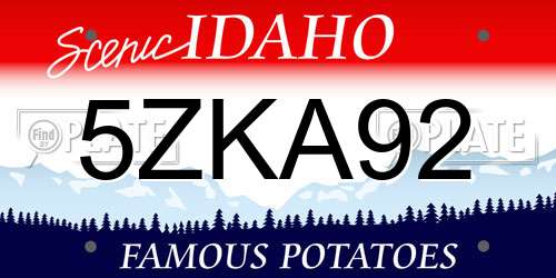 5ZKA92 Idaho License Plate