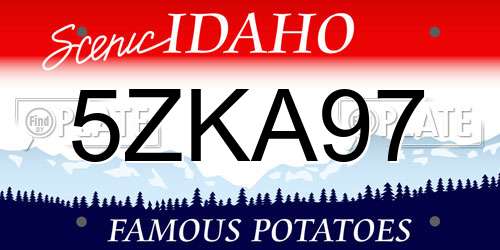 5ZKA97 Idaho License Plate