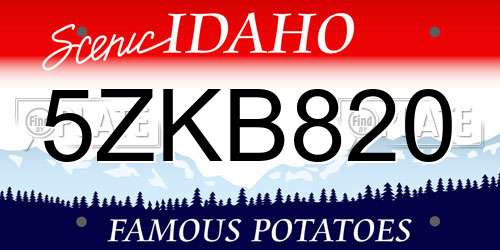 5ZKB820 Idaho License Plate