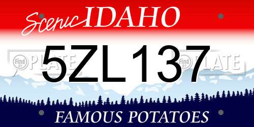 5ZL137 Idaho License Plate