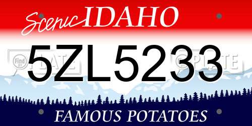 5ZL5233 Idaho License Plate