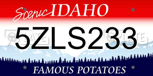 5ZLS233 Idaho License Plate