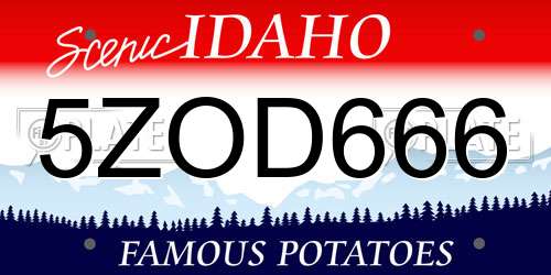 5ZOD666 Idaho License Plate