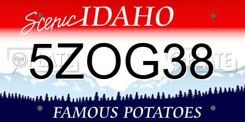 5ZOG38 Idaho License Plate