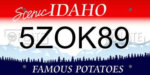 5ZOK89 Idaho License Plate