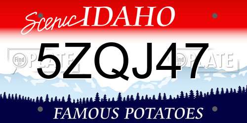 5ZQJ47 Idaho License Plate