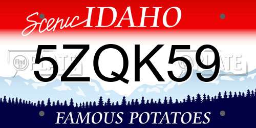 5ZQK59 Idaho License Plate
