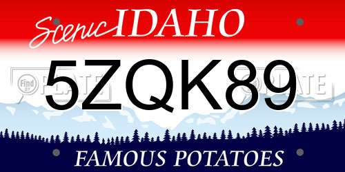 5ZQK89 Idaho License Plate
