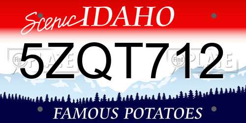 5ZQT712 Idaho License Plate