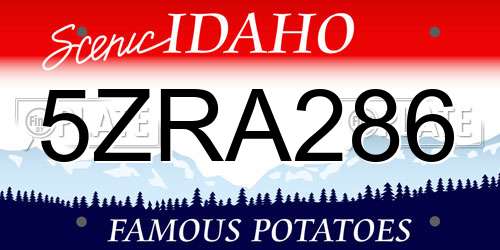 5ZRA286 Idaho License Plate
