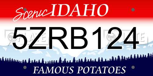 5ZRB124 Idaho License Plate