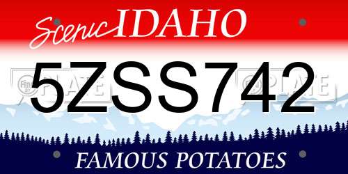 5ZSS742 Idaho License Plate