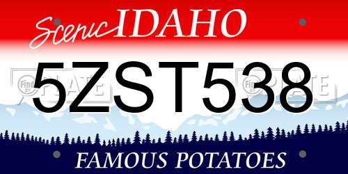5ZST538 Idaho License Plate