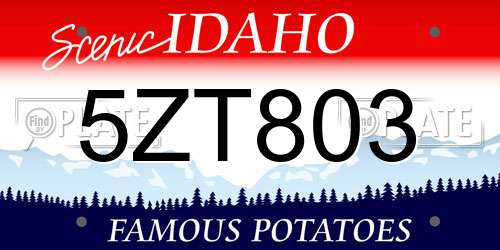 5ZT803 Idaho License Plate