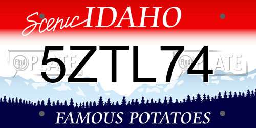 5ZTL74 Idaho License Plate
