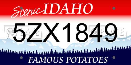 5ZX1849 Idaho License Plate