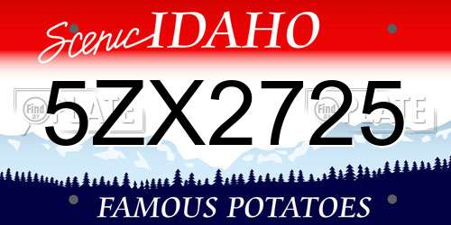 5ZX2725 Idaho License Plate