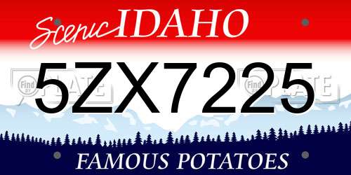 5ZX7225 Idaho License Plate