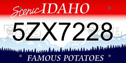 5ZX7228 Idaho License Plate