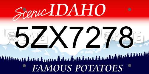 5ZX7278 Idaho License Plate