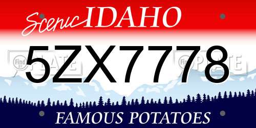 5ZX7778 Idaho License Plate