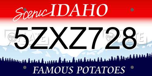 5ZXZ728 Idaho License Plate