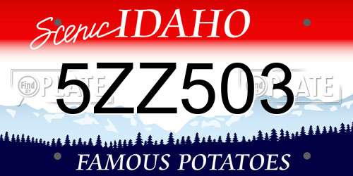 5ZZ503 Idaho License Plate