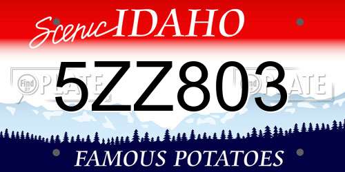 5ZZ803 Idaho License Plate