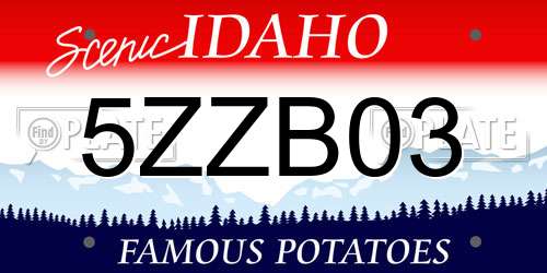 5ZZB03 Idaho License Plate