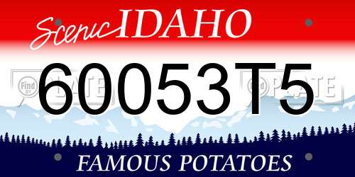 60053T5 Idaho License Plate