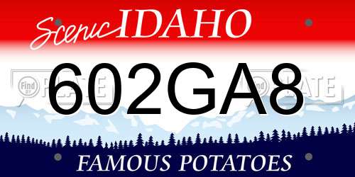 602GA8 Idaho License Plate