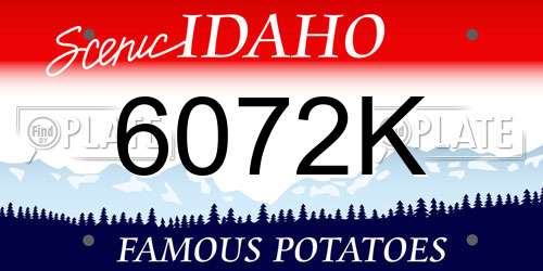 6072K Idaho License Plate